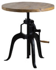 Adjustable industrial bistro table with weathered wood top and black metal frame, perfect for dining or workspace. by Sostter at brixbailey.com