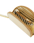 Gold Leather Zip Around Half Moon Coin Purse Brix and Bailey