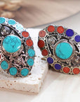 Bohemian Turquoise Statement Ring – Multicoloured Inlay
