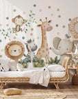 Watercolor Safari Animals Wall Decals, Removable Nursery Decor