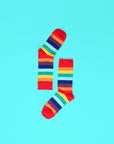 Crew-length rainbow striped socks, luxury soft breathable cotton socks, stylish vibrant colorful socks, best-selling trendy crew socks by Body and I at brixbailey.com