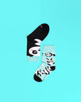 Luxury unisex panda mismatched socks, premium cotton blend, trendy animal print, best-selling novelty gift by Body and I at brixbailey.com
