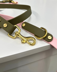 Petra Multiway Dog Lead in Olive & Pastel Pink