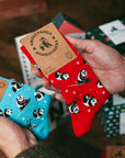 Red Skiing Panda Bamboo Socks