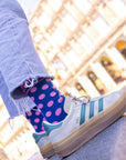 Navy and Pink Polka Dot Bamboo Socks