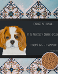Dinner O'Clock Mat: Cavalier King Charles Spaniel Pet Bowl Mat with Royal Sass