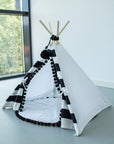 MINICAMP Black & White Striped Teepee for Pets - Cozy Hideaway for Cats, Dogs & Rabbits by Minicamp at brixbailey.com