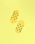 Cactus yellow patterns short ankle socks, luxury cozy autumn-inspired socks with green succulent leaves, best-selling trendy unisex socks by Body and I at brixbailey.com