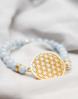 Flower of Life Aquamarine Bracelet