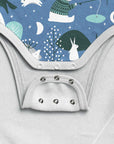 Long Sleeve Baby Bodysuit with Winter Animal Print