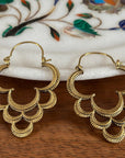 Antique Gold Crescent Layered Hoops - Boho Earrings