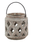 Walnut Brown Ceramic Lattice Lantern