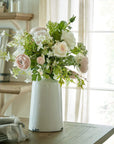 Large white artificial garden rose with lifelike layered petals for home decor or weddings by Sostter at brixbailey.com