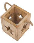 Elegant Natural Wooden Star Tealight Holder | Cozy Glow
