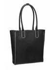 Black Soft Leather Piped Leather Day Tote - Brix and Bailey® - Contemporary Bag, Watch and Accessory Brand