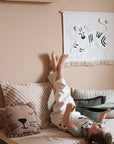 Luxury minimalist tiger embroidery wall hanging, stylish decor for bedroom or playroom, Nobodinoz Landscape collection by Ella James at brixbailey.com