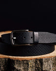 Black Formal Textured 100% Real Leather Belt Made in Canada