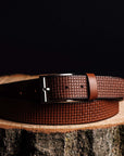 Black Formal Textured 100% Real Leather Belt Made in Canada