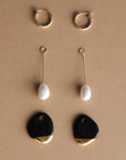 Dark Green Porcelain and Pearl Earrings