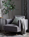 Grey Oversized Armchair in Soft Fabric