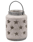 Handcrafted ceramic stone star lantern vase in natural neutral, artisan stone-finish glaze, 23cm height. by Sostter at brixbailey.com