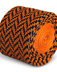navy blue and orange herringbone knitted tie