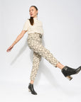 Premium tapered pleat pants with high waist, feminine fit, and versatile cropped or long hem, crafted from 100% cotton IKAT fabric by GILD at brixbailey.com