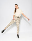 Premium tapered pleat pants with high waist, double pleats, detachable belt, and pockets, crafted from 100% cotton IKAT fabric by GILD at brixbailey.com