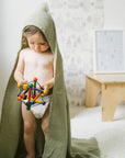 Linen Waffle Hooded Towel for Kids Sage