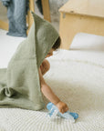 Linen Waffle Hooded Towel for Kids Sage