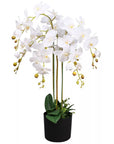 Artificial Deluxe Bush Orchid White 85cm Bush Orchid Lots of Flowers Botanik-0