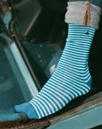 Sky Blue Narrow Striped Bamboo Socks