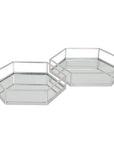 Silver hexagon glass trays with mesh detailing, modern home decor set of 2
**
- **Keywords:** silver, hexagon, glass trays, mesh detailing, modern home decor
- **Clear description:** Visually describes the product's shape, material, and design
- **SEO & accessibility optimized:** Concise yet informative for both search engines and screen readers by sostter at brixbailey.com