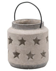 Handcrafted ceramic star lantern vase with natural stone finish, organic texture, and warm neutral tone. by Sostter at brixbailey.com