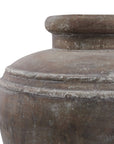 Large brown ceramic water pot with textured surface, wide mouth, and Mediterranean design, 39 cm tallby Sostter at brixbailey.com