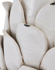 Handcrafted ceramic artichoke ornament in antique white, detailed scales, 24cm tall, Mediterranean-inspired decor piece by sostter at brixbailey.com
