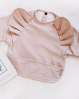 Peach Blush Long Sleeve Ruffle Angel Bib
