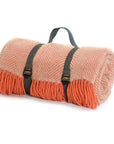 Polo Picnic Rug Blanket McKellar Tartan Checked Brown/Neutrals with Leather Strap - Beautiful Tweedmill