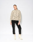 Luxury quilted ikat jacket, premium 100% cotton, stylish contrast piping, versatile modern design, best-selling wardrobe essential by GILD at brixbailey.com