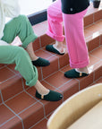 Dark Green Lambswool Slippers