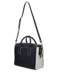 NEW Vegan Black Leather Structured Top Handle Bag
