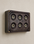 6 Gang 2 Way Antique Copper Toggle Light Switch | Metal Conduit
