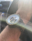 Premium handcrafted wood watch for men with recycled ebony and sandalwood strap, exposed mechanical movement by The Sustainable Watch Company at brixbailey.com