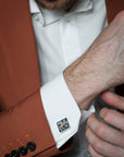 Square Cufflinks with Red Spotted Fish Skin