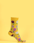 Luxury floral socks for women, spring-inspired leaves and flowers design, soft cotton blend, 3-pair pack, best-selling trendy socks by Body and I at brixbailey.com