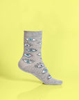 Luxury blue and grey eye design socks, premium soft cotton pack of 4, stylish and colorful, best-selling stretchy ankle socks by Body and I at brixbailey.com