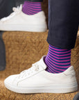 Rich Pink Narrow Striped Bamboo Socks