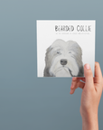 Hairy Wishes & Tailspins: Bearded Collie Greeting Card