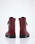 Burgundy Leather Boots with Side Zipper