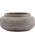 Brown Ribbed Round Planter for Modern Interiors